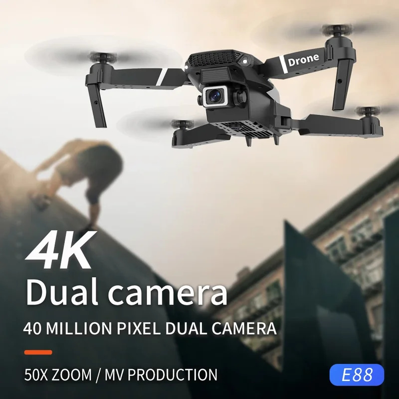 Inteligentny składany dron E88 – Drone Camera Wide Angle recenzja i cena